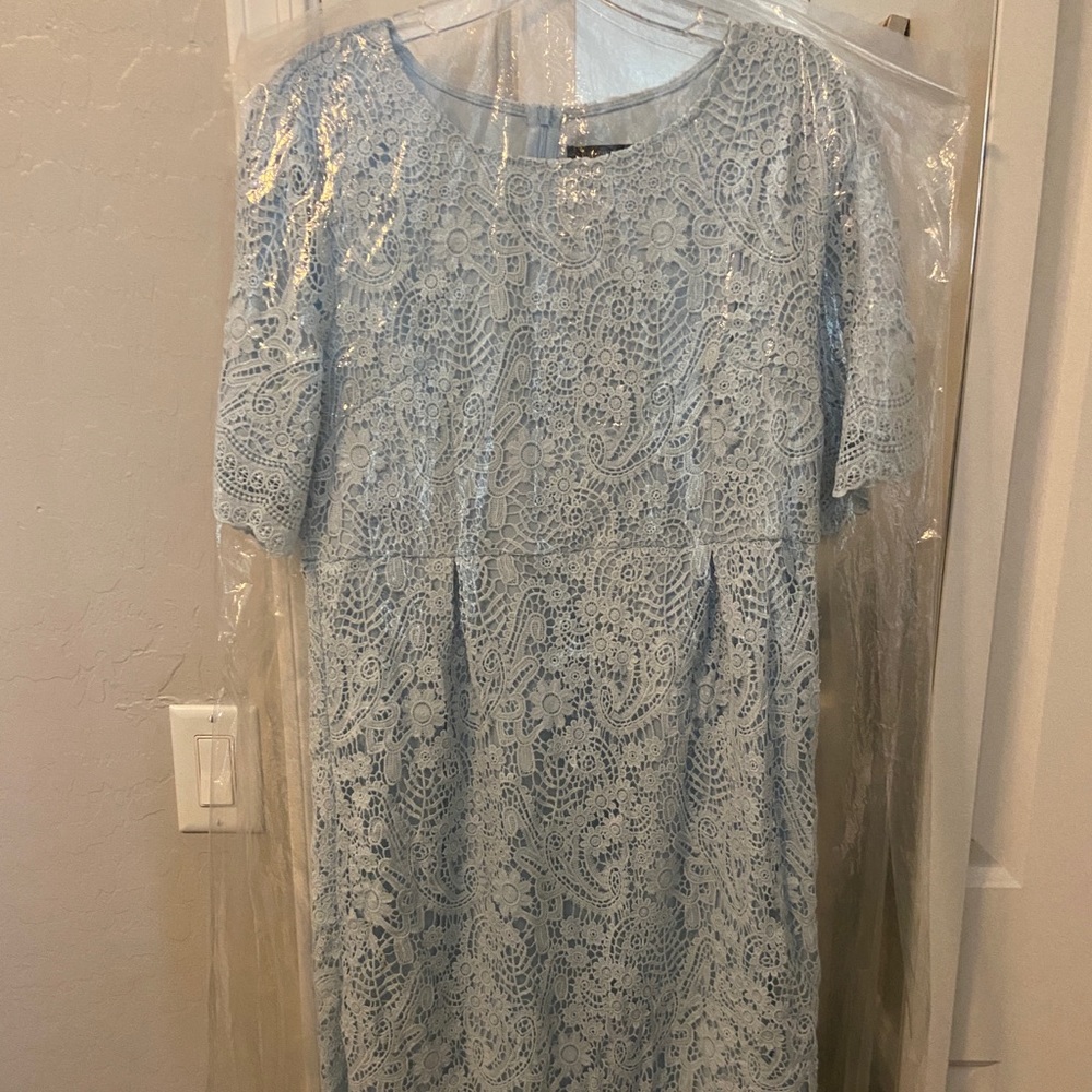 Mikarose Ice Blue Crochet Lace Dress